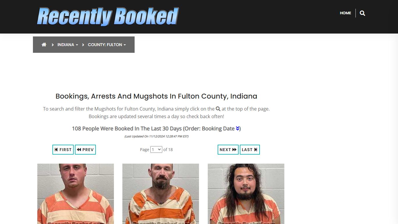 Bookings, Arrests and Mugshots in Fulton County, Indiana - Recently Booked